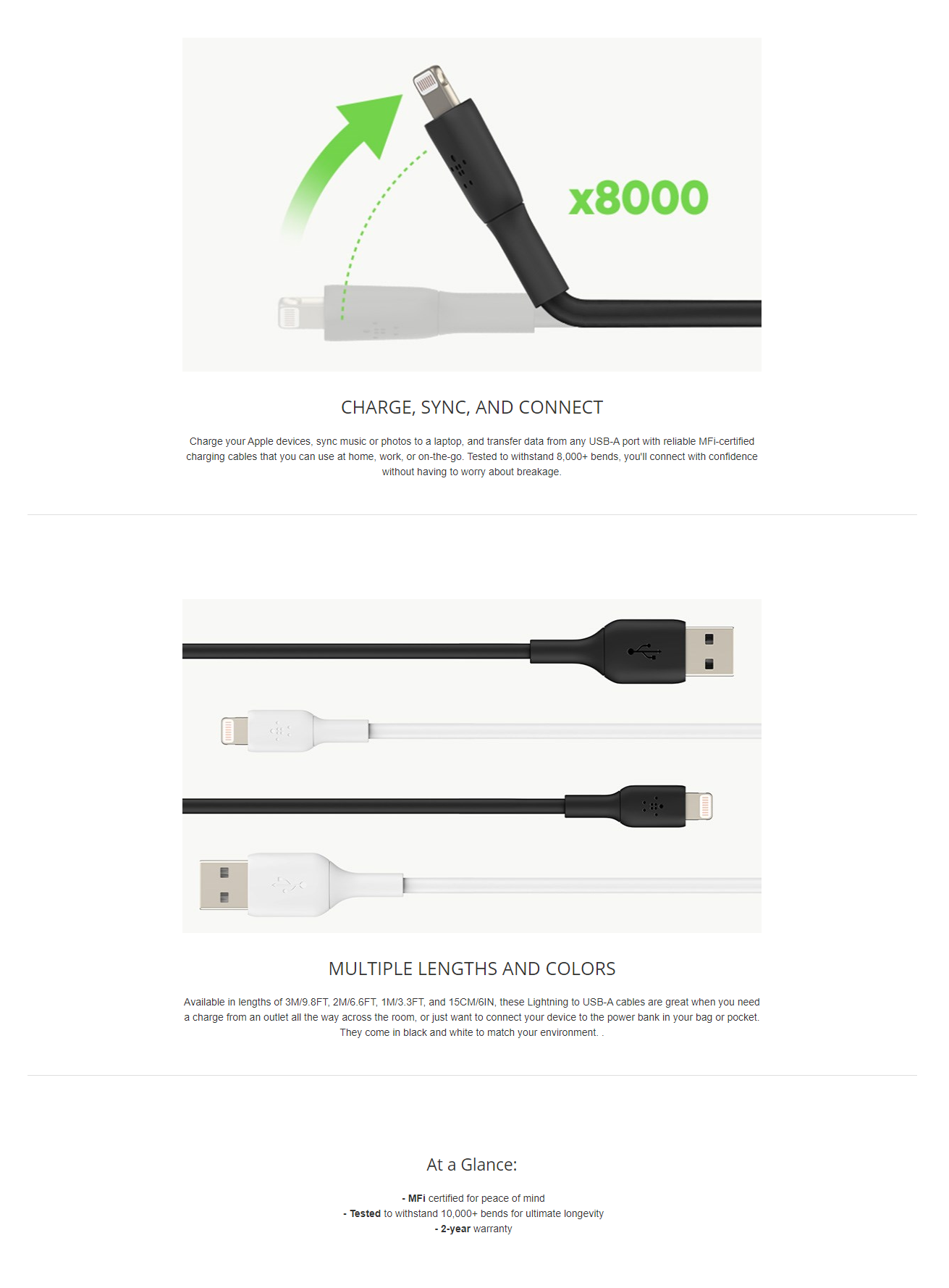 BELKIN 1M USB A TO LIGHTNING CABLE CHARGESYNC BRAIDED BLACK 2 YRS@