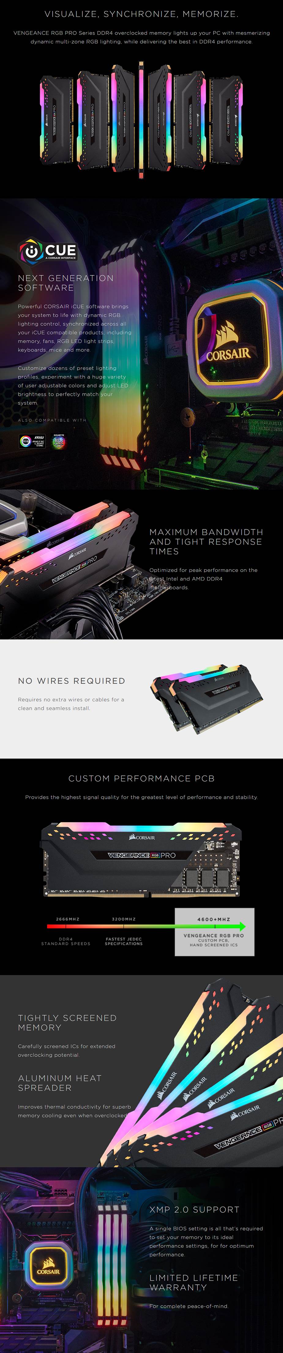 Corsair memory Kit 16G 2x8G Pro RGB CMW16GX4M2C3000C15 @