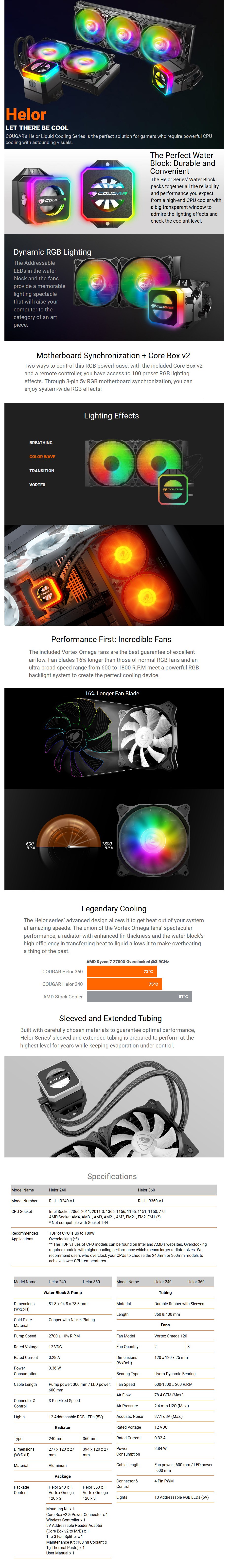Cougar water cooling Kit Helor 360 RGB AIO RL HLR360 V1 @
