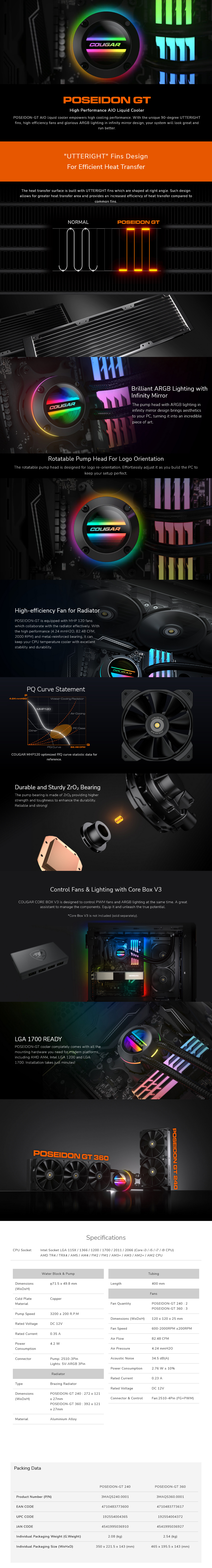 Cougar water cooling Poseidon GT 240 CGR POSEIDON GT 240 AIO @