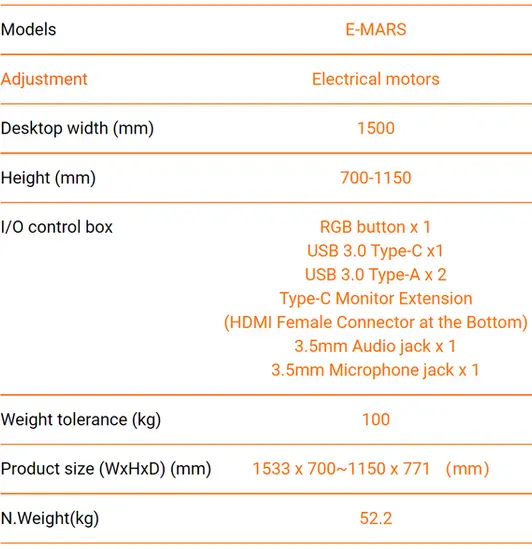Cougar E-Mars specifications