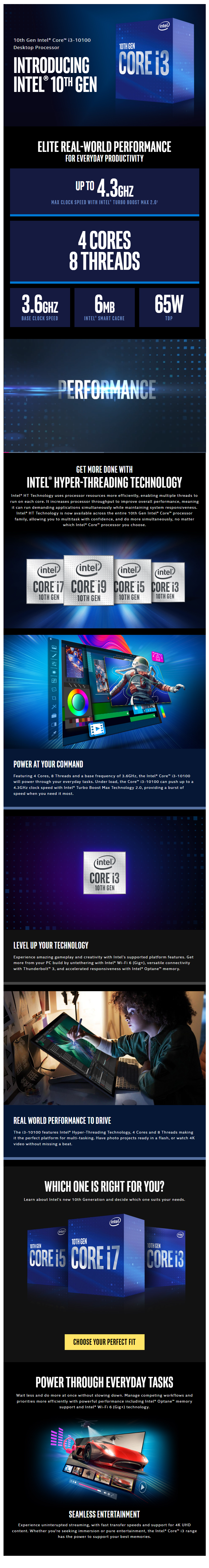 Intel i3 CPU 10100 10th Gen skt 1200 BX8070110100@