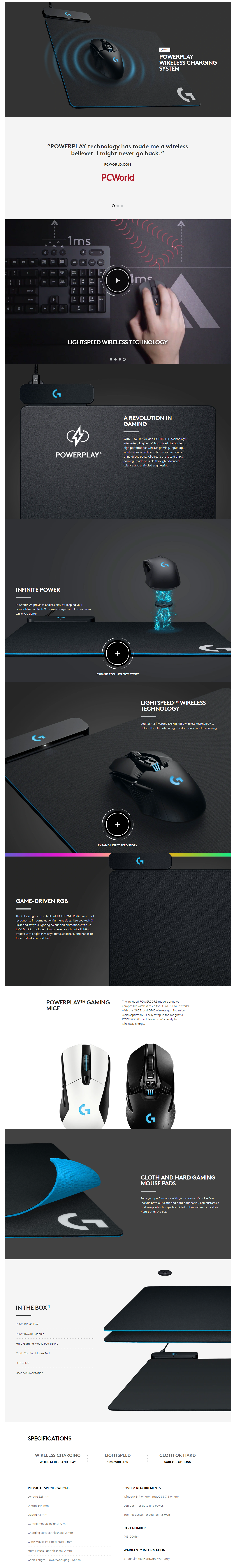 Logitech WIRELESS CHARGING SYSTEM POWERPLAY 943 000164@