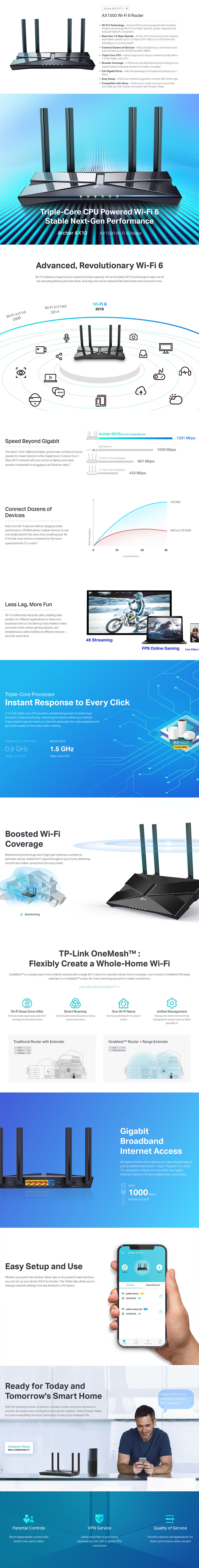 TP Link Wifi 6 router Archer AX1500 @
