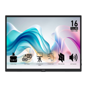 MSI PRO MP165 E6 Black,15.6" IPS Portable Monitor - 2*USB-C, Mini HDMI, Speakers