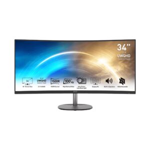 MSI PRO MP341CQ Black 34" WUQHD Curved Spk Business Monitor